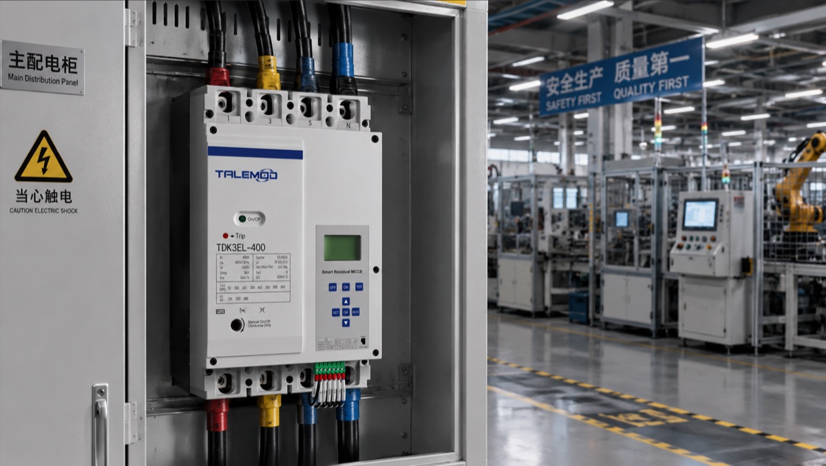 Industrial automation electrical cabinet in a factory production area