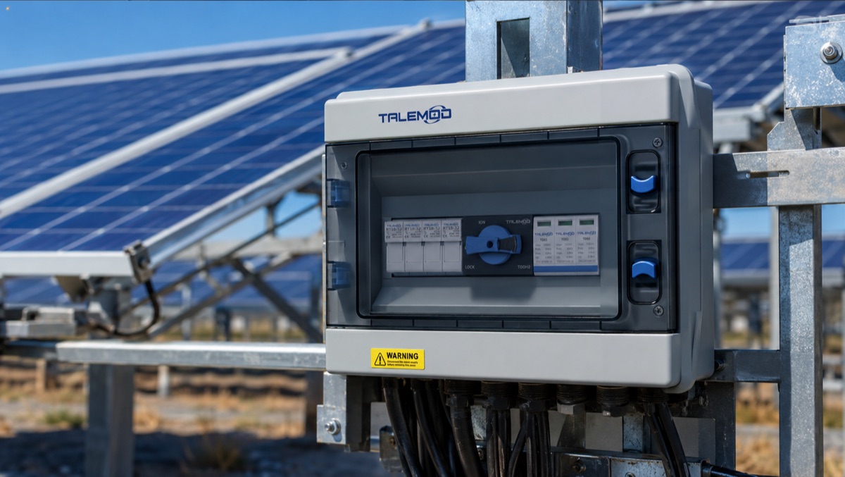 Solar energy distribution cabinet installed near photovoltaic panels